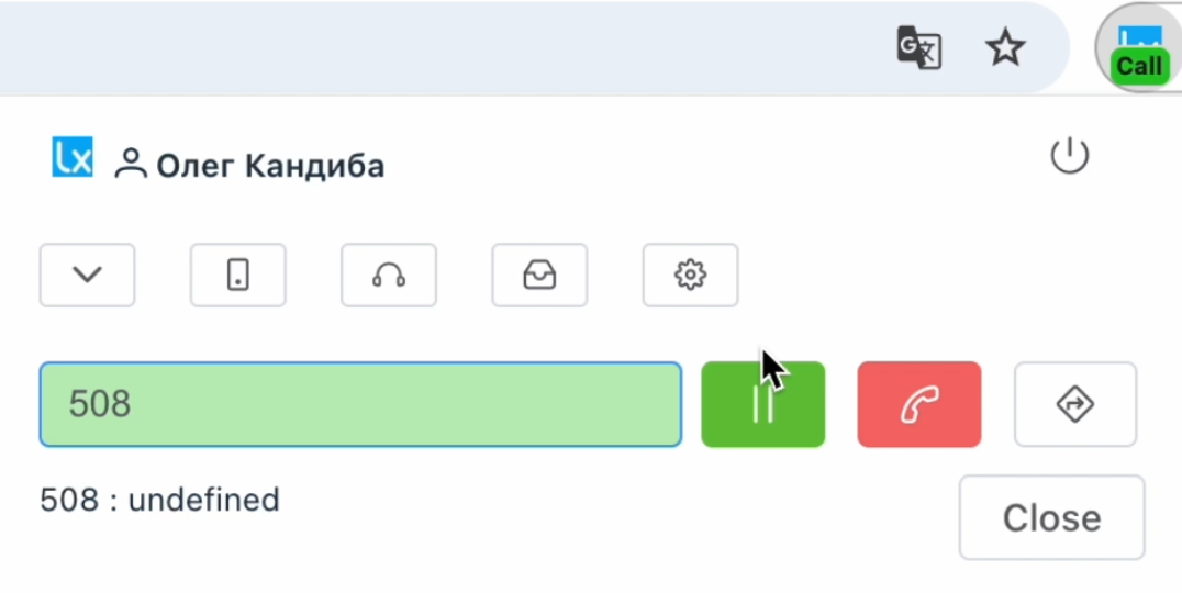LiraX Phone Chrome-Erweiterungsschnittstelle für Anrufe aus dem Browser